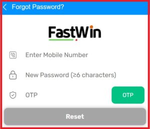 Fastwin App Reset Password